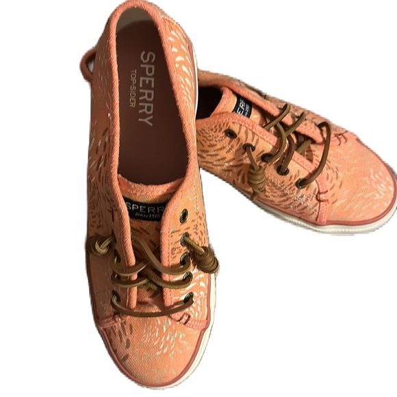 Sperry “Seacoast” Coral speckle Canvas Slip On Shoes. Size 8 - Picture 2 of 7